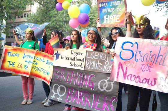 Students from Breaking Barriers, India's first student-led campaign to address LGBT issues in schools (photo courtesy: Shivanee Sen). 